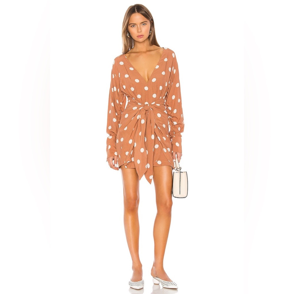 Polka Dot Wrap Dress in Brown and White